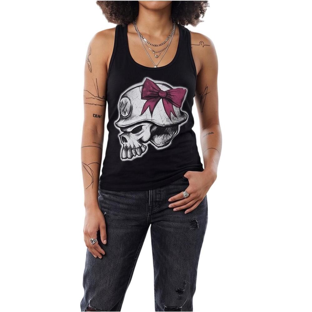 NEW METAL MULISHA skull & bow racerback tank top in black